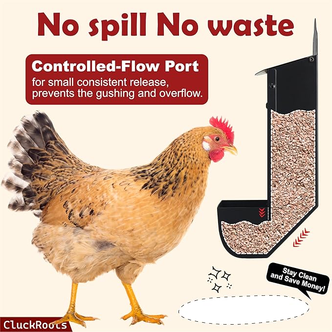 Chicken Coop Accessories Oyster Shell Feeder & Chicken Grit Feeder Set, No-Waste All‑Weather Thick‑Wall Design, Lift-Off Wall-Mounted Gravity Dispenser w/Rain Lid, Chickens Gifts for Chickens Lovers