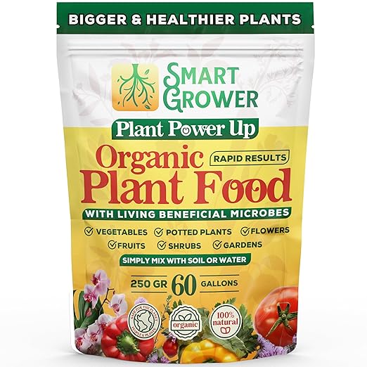 Organic Plant Food with Beneficial Microbes, Fast Acting Vegan Fertilizer for Vegetable Garden, Outdoor & Indoor Plant Fertilizer, Miracle Growth for Plants Concentrated 250GR 2-Pack Makes 60 Gallons