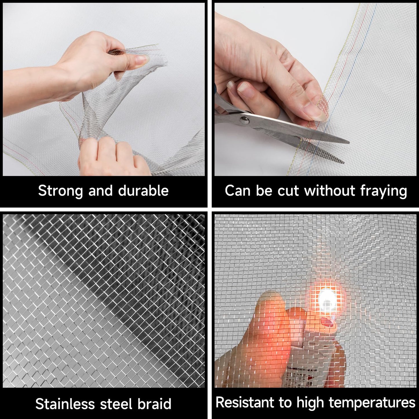 NestChic 304 Stainless Steel Woven Wire Mesh Roll – 40 Inch x 98 Feet Security Mesh Replacement for Balcony, Porch, Cabinets, Poultry Netting, and Cage Fencing – 20 Mesh, 0.15mm Wire Diameter