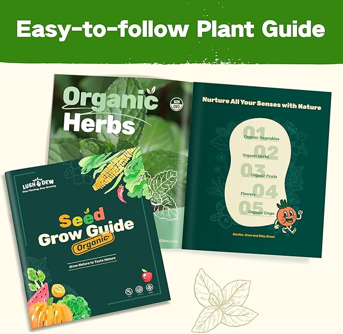 Lush&Dew Year-Round USDA Zone 3 Seed Bank, 32 Varieties Non-GMO Heirloom Seeds of Vegetables, Herbs, Gardening Gifts for Women Men, Emergency Survival Kit for Raised Garden Bed, Greenhouse