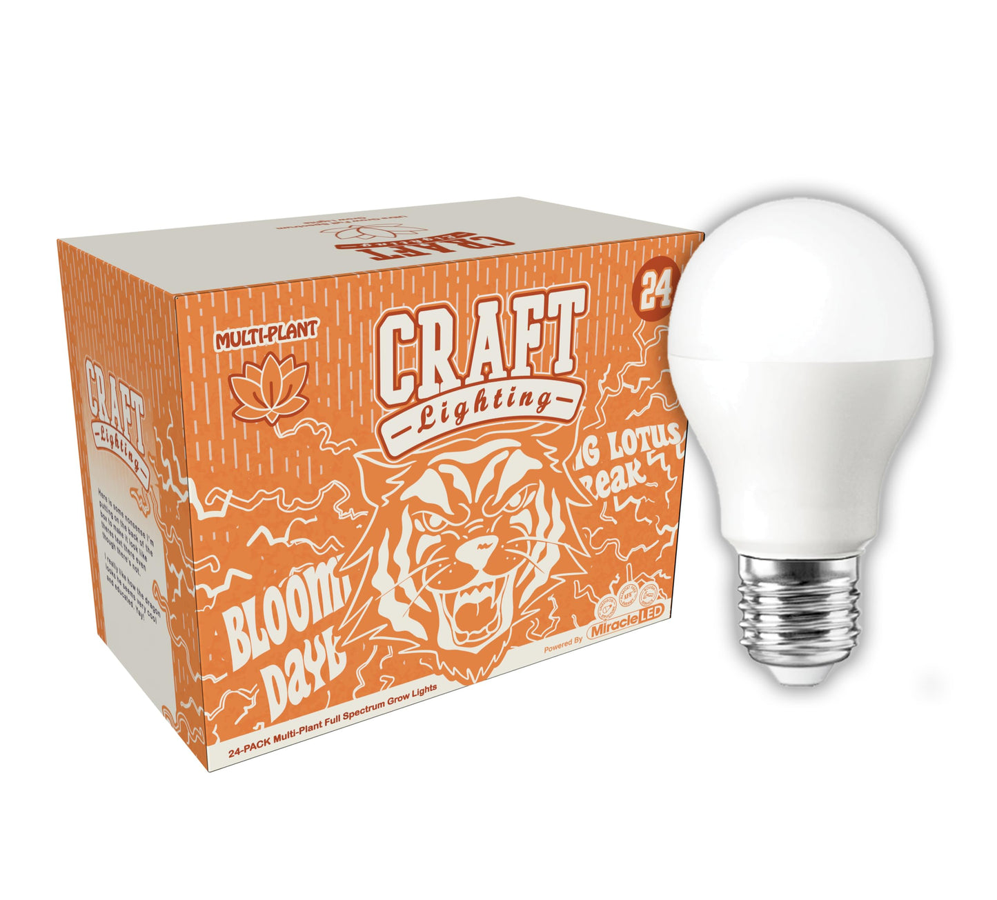 Miracle LED Craft Lighting Blooming Lotus Daybreak Full Spectrum LED Grow Light Bulb Replacing 150W (24-Pack)