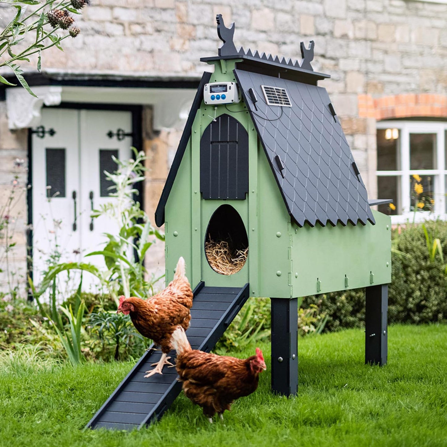 ChickenGuard Automatic Chicken Coop Door Opener, Power by Solar/Batteries/Electric. Strong Motor Lifts 2kg; Timer/Light Sensing; Motor Units only or Combination Kits (PRO + Solar Kit)