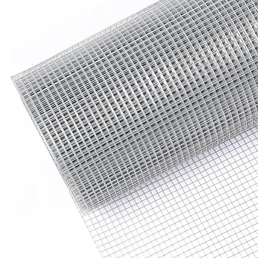 Hardware Cloth 1/4inch 48inx50ft 23 Gauge Chicken Wire Fence Galvanized Steel Mesh Rolled Fencing for Garden Supports Poultry Netting Cage Snake Fence Tree Guard, Silver