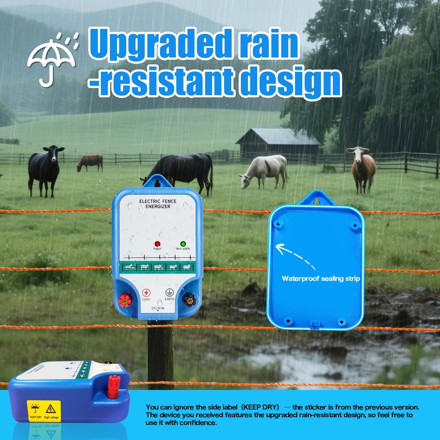 Electric Fence Charger for Livestock - 10.5 kV 2 Joules High-Power Electric Fence Energizer for Containing Pets Livestock and Preventing Wild Animals Intruding (6.29in)