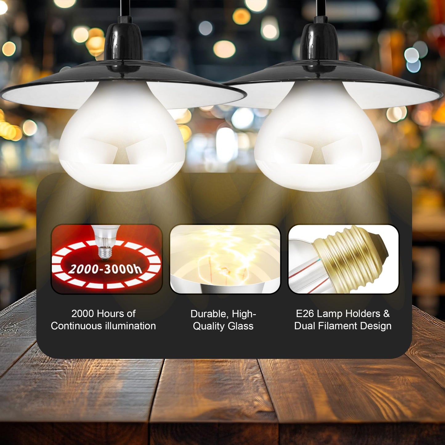 Zenhagu 250W R40 White Heat Lamp Bulbs (4-Pack), Infrared Heat Bulbs, Infrared Therapy Bulbs for Bathroom, Sauna, Pets & Chickens, 2,000 Hour Rated, E26 Base
