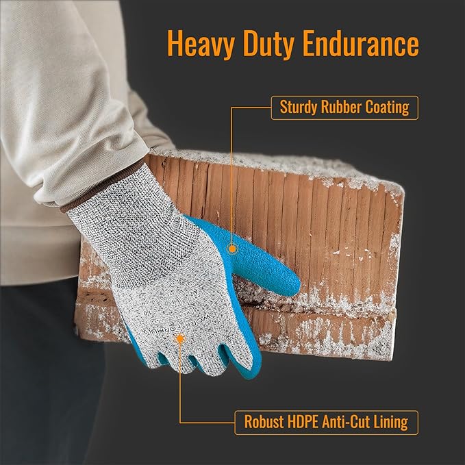 Heavy Duty Work Gloves, 2/5 Pack, ANSI A2 Cut Resistant, Extra Tough, XS-3XL, for Men & Women
