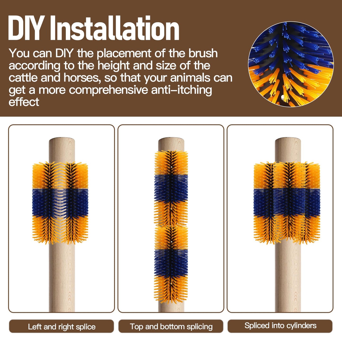 Livestock Scratch Brush with Screws, Grooming Brushes for Cow, Horse, Goat, Livestock Brushes For Scratching,Relieve Itching on the Back for Cow Cattle Sheep Horses Pigs (1PCS)