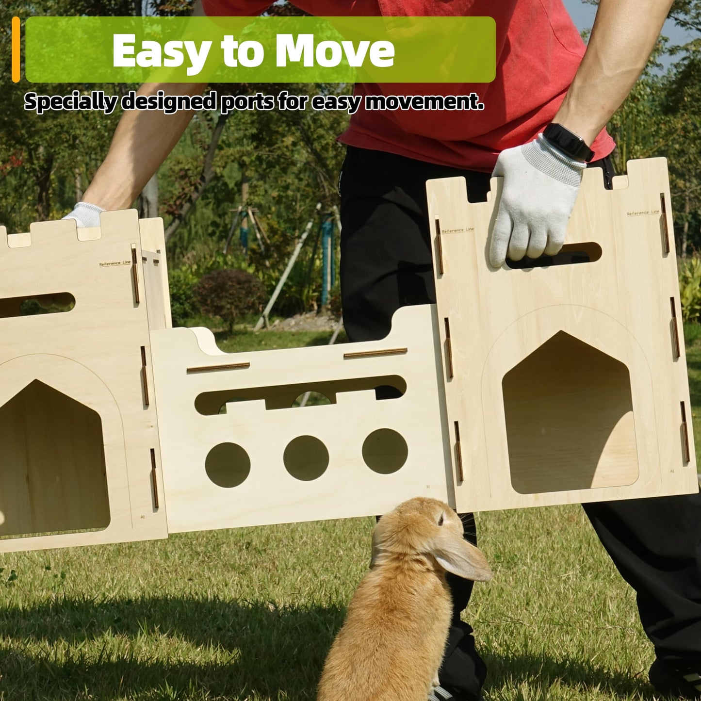 HIIMALEX Extra Large Wooden Bunny Castle House Multistory Climbing Tower Hideout Ventilated Sturdy Habitat for Rabbit Guinea Pig Chinchilla Ferret
