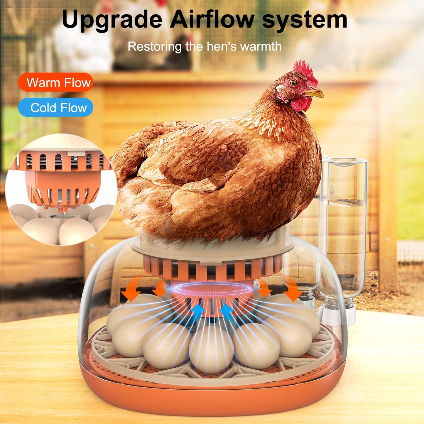 GROPOW 12 Egg Incubator, Automatic Turning with Temperature & Humidity Control, Egg Candler, 360 View with Air Vent, Auto Water Bottle Refill, Chicken Incubator for Hatching Eggs