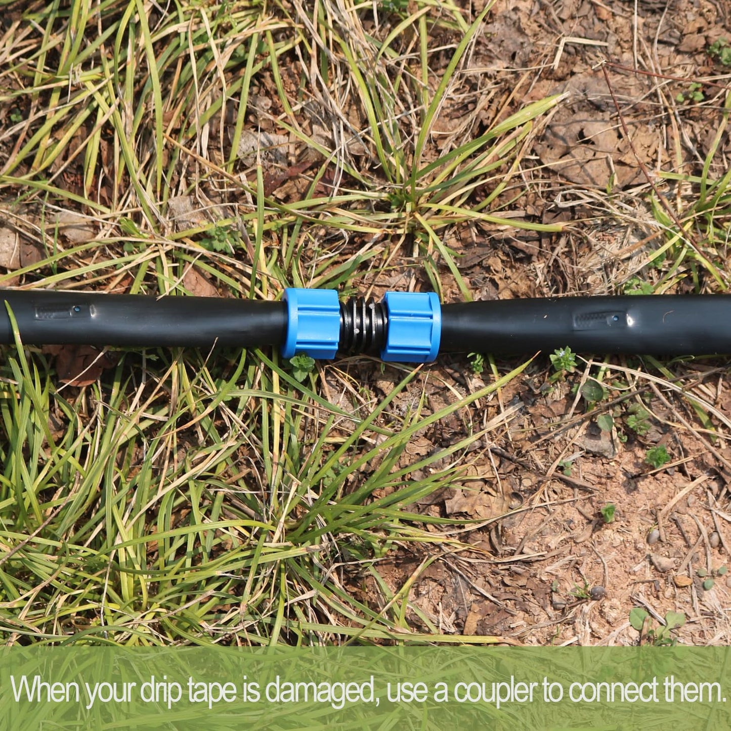 1640 ft 5/8" Drip Irrigation Tape Kit 15 mil Emitter Spacing 6" Flat Drip Tape with 130 PCS Drip Tape Connectors Automatic Irrigation Equipment for Garden Irrigation Emitter Flow:0.79 GPH