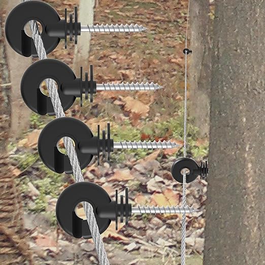 500 Pcs Black Electric Fence Insulator Screw-in Insulator Fence Ring Post Wood Post Insulator and 2 Pc Free Insulator Socket Tool (Grid System Accessories for Animal Husbandry Electronic)