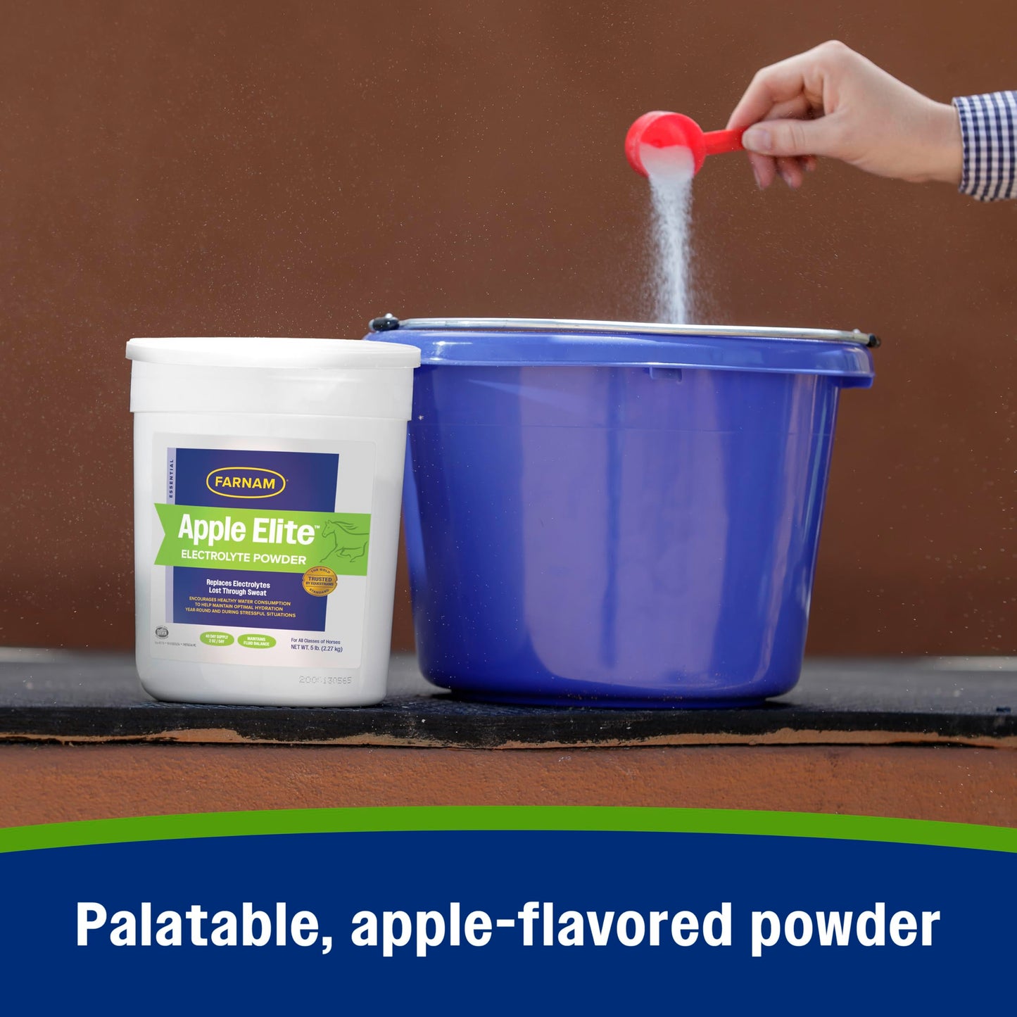 Farnam Apple Elite Electrolyte Powder Supplement for Horses, Replaces Vital Minerals, Encourages Hydration, No Added Sugar, 5 pounds