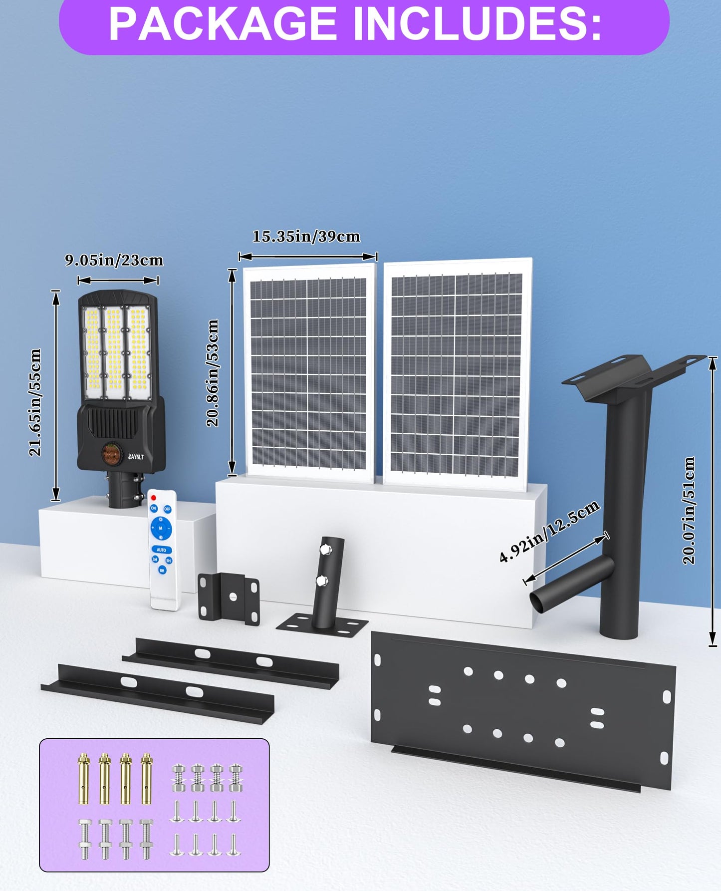 JAYNLT Y-12000W Solar Street Lights Outdoor,900000LM 6500K Bright Parking Lot Lights Commercial,Split Flood Lights Solar Powered,IP67 Waterproof Solar Security Lamps for Parking Lot,Stadium