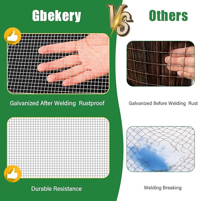 Hardware Cloth 1/4 inch 48in x 100ft 23 Gauge, Chicken Wire Hot-dip Galvanized After Welding Fence Roll Garden Plant Welded Metal Wire Fencing Roll, Rabbit Cages Snake Fence