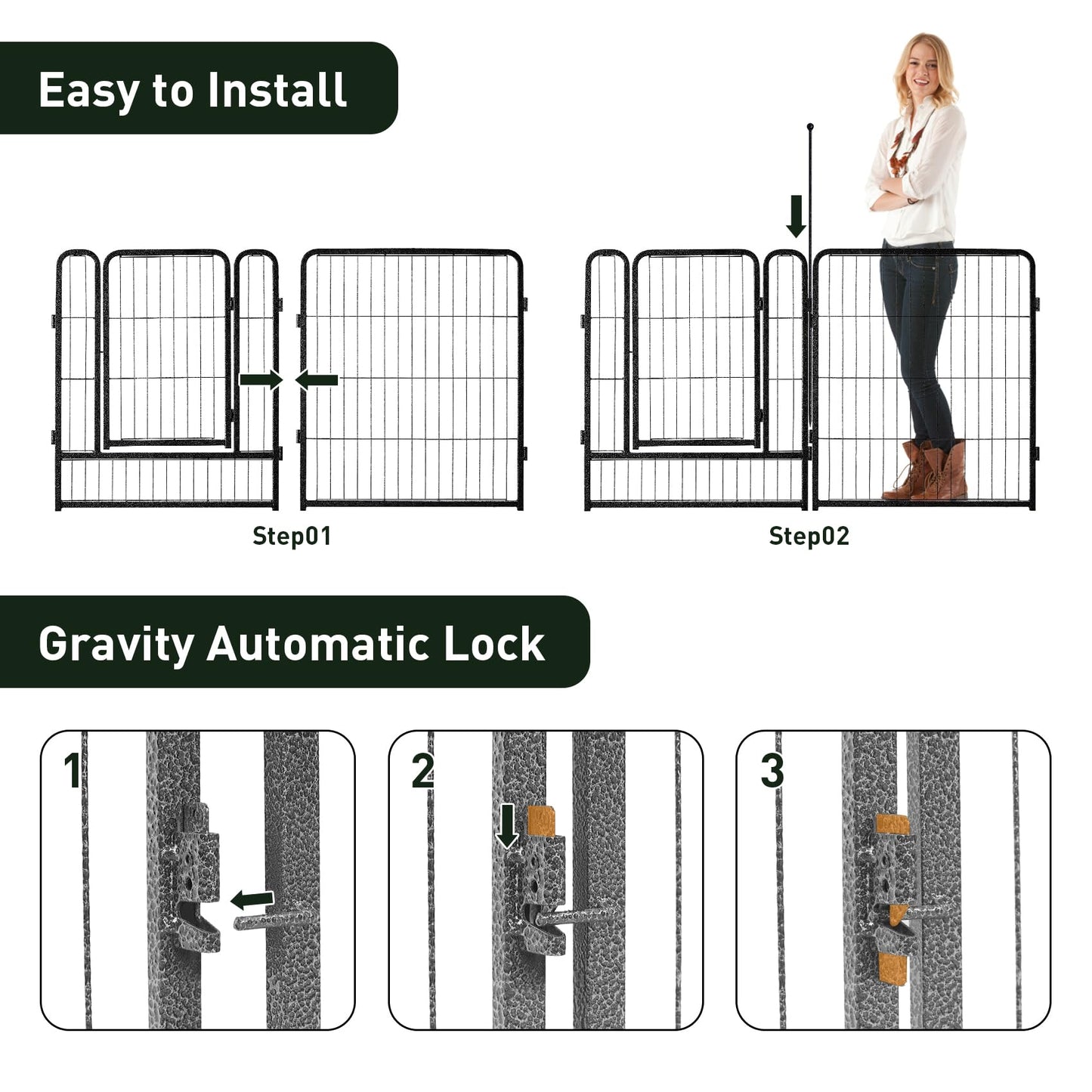 mestyl Dog Playpen, 40" Height 16 Panels Outdoor Pet Play Pen, Big Dog Exercise Play Pen for Large/Medium/Small Dogs, Foldable Puppy Pen for Indoor, Camping, RV, Anti-Rust Paint Finish, Quick Install