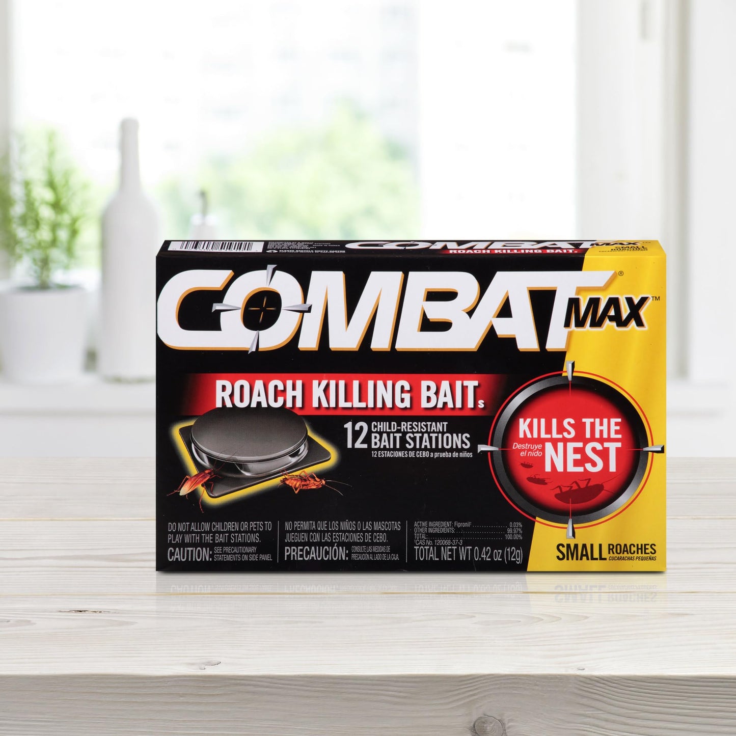 Combat Max Defense System Brand, Small Roach Killing Bait and Gel, 12 Count