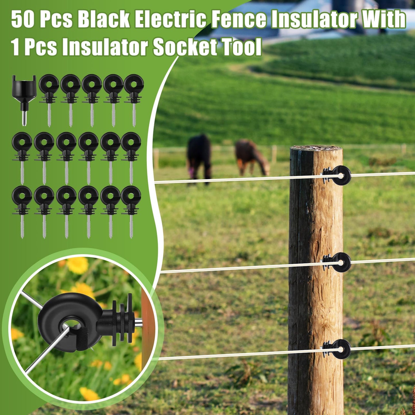 MorningRo 8-Mile Electric Fence for Preventing Animals Intruding, 12000V 2Joule Electric Fence Charger Kit for Livestock Control, 50 Insulator, Socket Tool, 250ft Aluminum Wire(Classic Ver.,Blue)