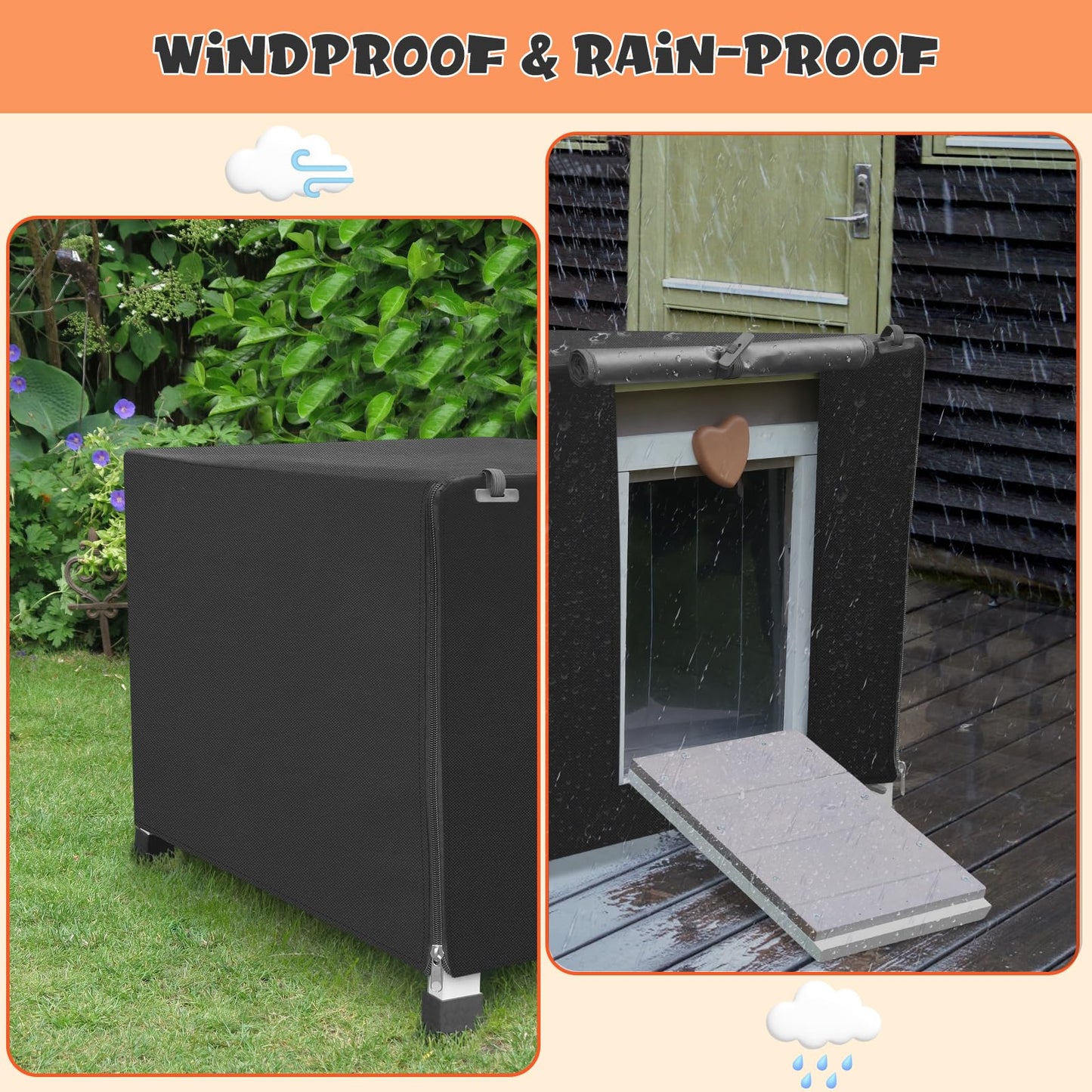 Rockever Outdoor Cat House,Outdoor cat Houses for Feral Cats Weatherproof Rabbit Hutch Small, Wooden Small Pet House and Habitats (Modern, Grey+Cover)