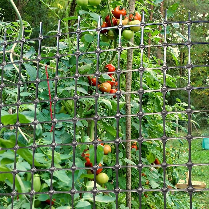 Heavy Duty Plastic Fence Roll 20" x 50' - 0.8x0.8 Inch Chicken Wire Mesh, Reusable Fencing for Garden, Rabbit/Poultry Protection, Balcony & Plant Defense (Black)