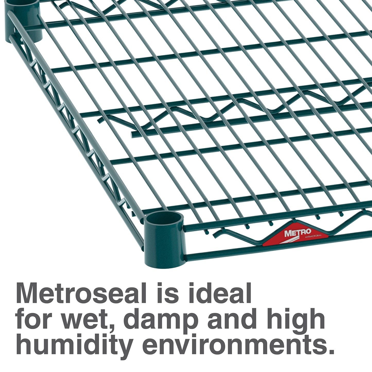 METRO Super Erecta Metroseal Green Epoxy Shelving Unit - Industrial Wire Shelving for Restaurants, Kitchens, Walk-in Coolers/Freezers with Microban - 4 Tier, 2000 lbs Capacity, 24” W x 60” L x 74” H