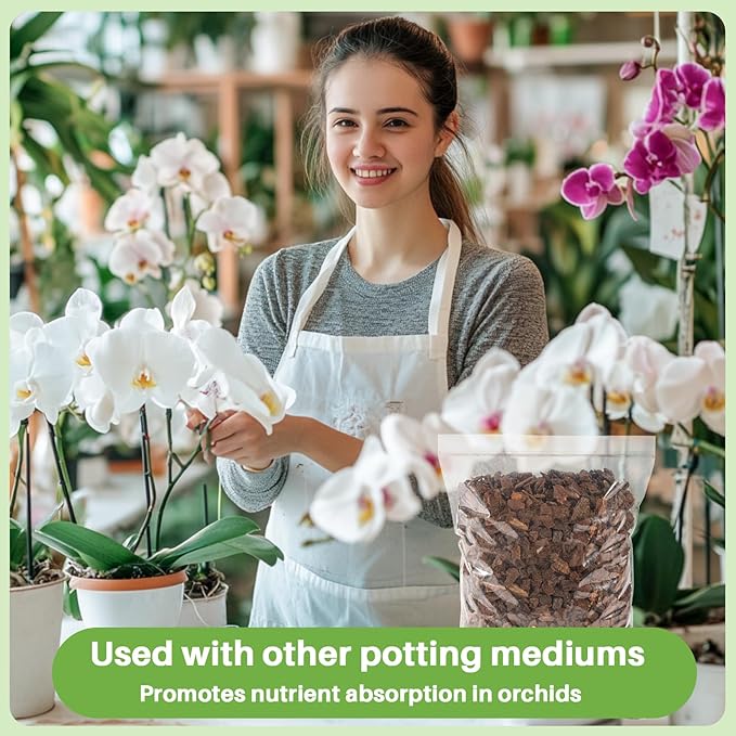 8OZ Orchid Bark Planting Soil - Sukh Orchid Potting Mix Horticultural Cypress Mulch Horticulture Dryad Pine Bark Natural Wood Chips Soil Cover for Plants Garden Orchid Medium Indoor Plants (5-12 MM)