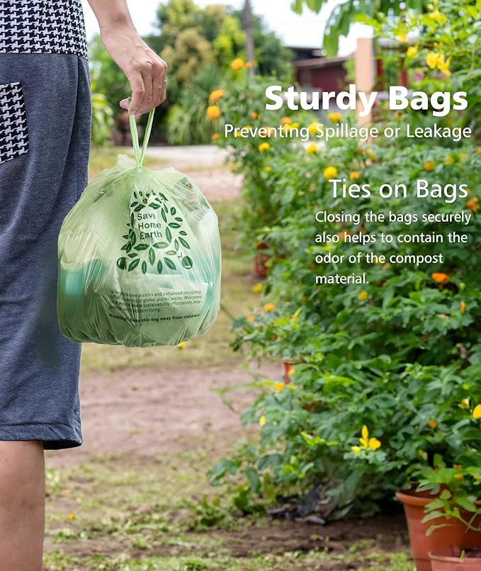 AYOTEE Small Compostable Trash Bags 3 Gallon Trash Bag with Handle, 11.36 Liter/100 Count Small Compost Bags 3 Gallon, Mini Biodegradable Compost Bags for Countertop Bin, Compostable Food Scrap Bag