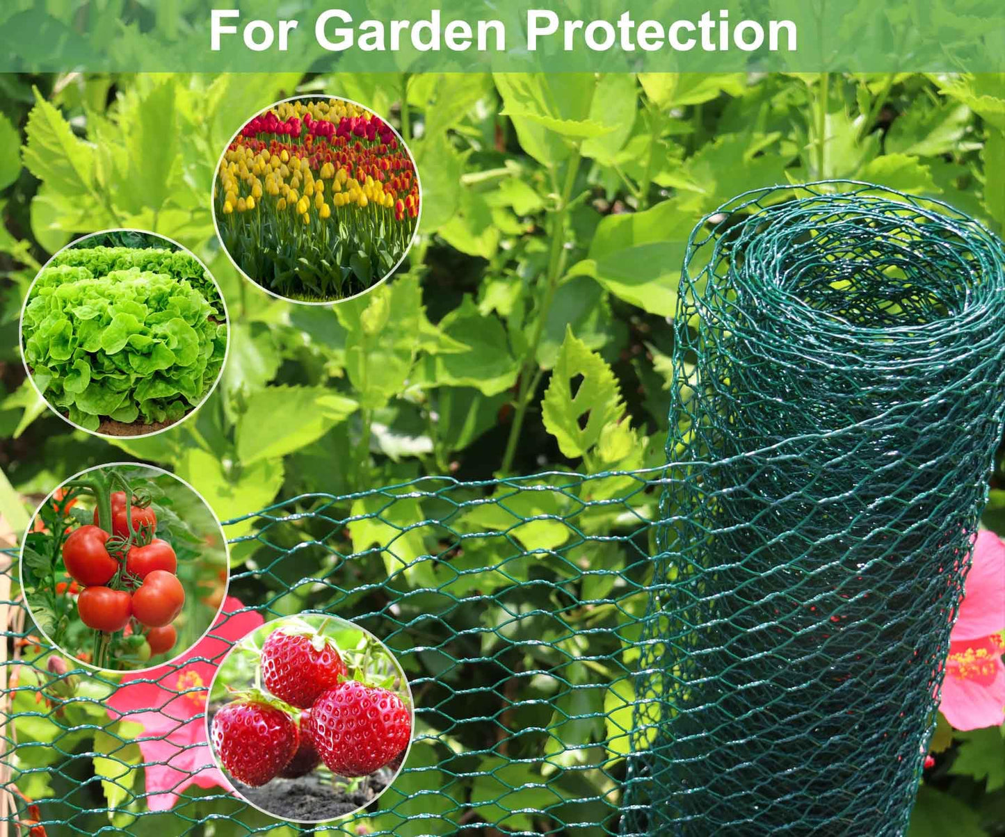 Mklsit Chicken Wire for Floral Arrangements, 15.7 x 157 Inches Green Mesh, 0.6 Inch Hexagonal Galvanized PVC Coated Netting Fence for Crafts, Poultry, Garden