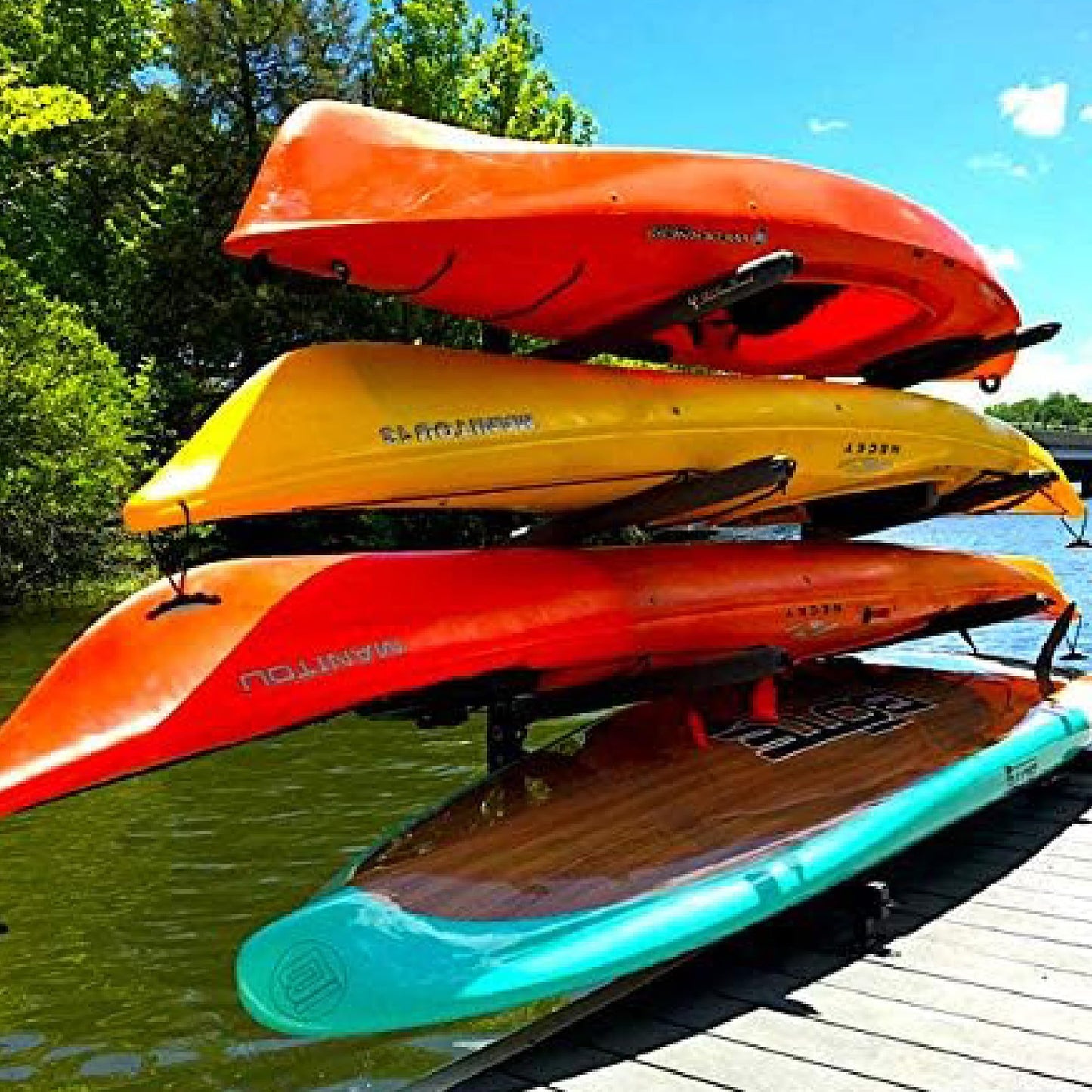 StoreYourBoard Kayak Dock Storage Rack, Outdoor Over The Water Mount, Holds 400 lbs, Heavy-Duty Metal Stand