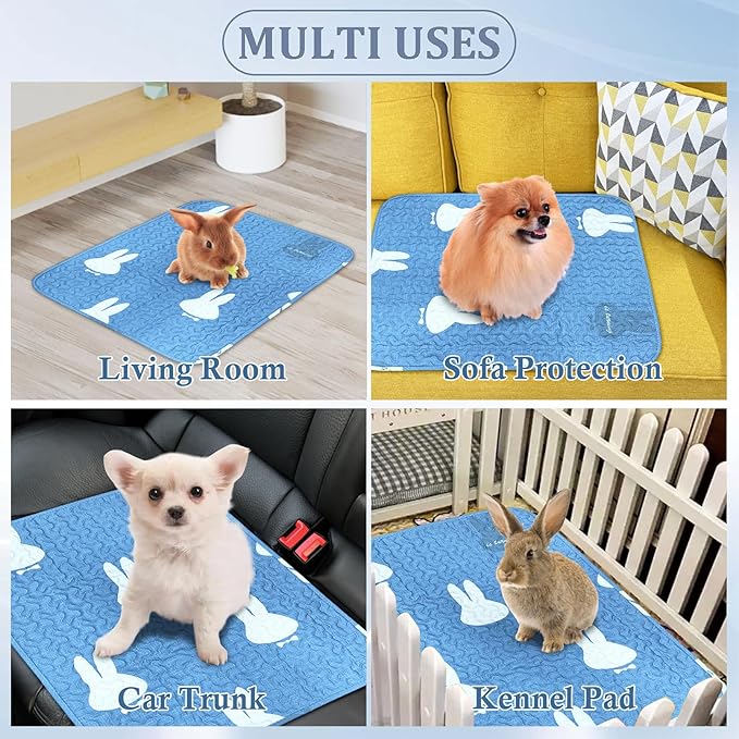 kathson 2 PCS Rabbit Cage Liners Washable Super Absorbent Sleep Pad Bed for Guinea Pig Small Animals Reusable Fleece Bedding Anti-Slip Mats for Bunny Hedgehog Kitten Chinchilla (20 x 26inch)