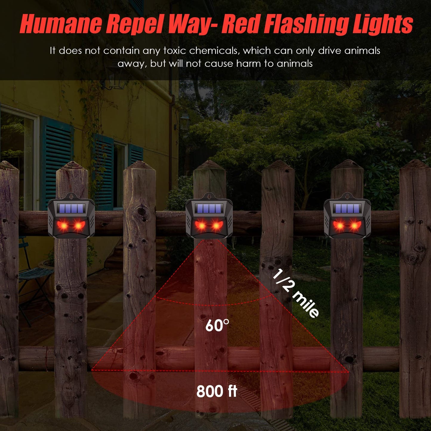 4 Pack Solar Nocturnal Animal Repeller Outdoor, Predator Lights for Chicken Coop,Solar Predator Eyes Animal Deterrent Lights for Deer Coyote Raccoon Fox Skunk Repellent for Yard Garden Guard