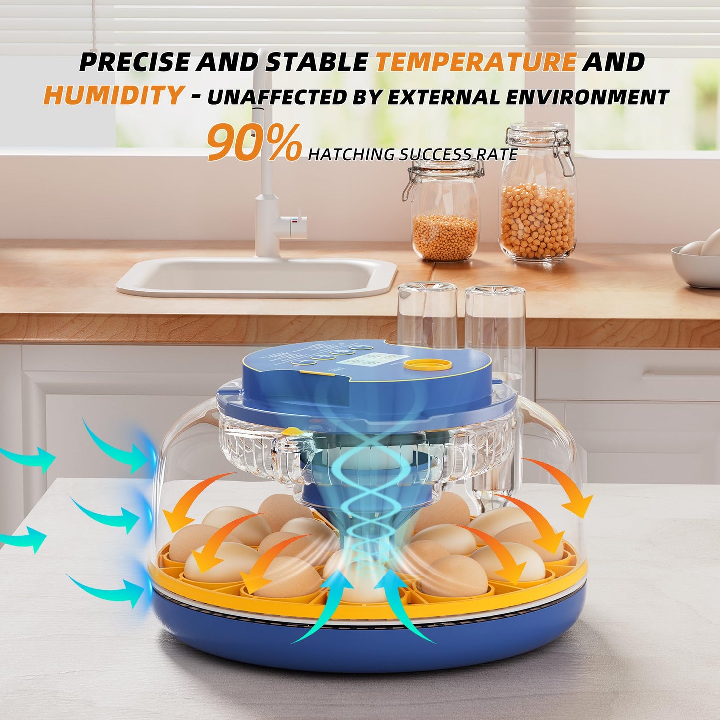 Ouluu 18 Egg Incubator, Automatic Turning & Smart Temp/Humidity Control, Built-in Candler, Plus Hatching Guide – for Chicken, Duck, Quail, Goose, Parrot, Pigeon, Ideal for Farm, Home, Lab, Classroom