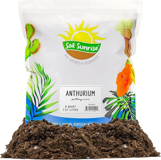 Anthurium Plant Potting Soil Mix (8 Quarts), Indoor Houseplant Custom Blend for Flowering Anthuriums