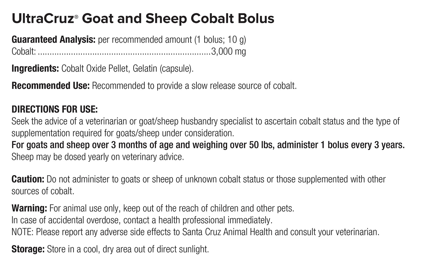 UltraCruz sc-394507 Sheep and Goat Cobalt Bolus Supplement, 25 Count X 10 Grams