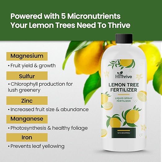 16oz Lemon Tree Fertilizer - Makes 16 Gallons of 2-in-1 Liquid Fertilizer, 4-3-6 NPK Liquid Plant Food with Macronutrients + Micronutrients for Lush Growth, Stronger Roots, and Juicy Lemons