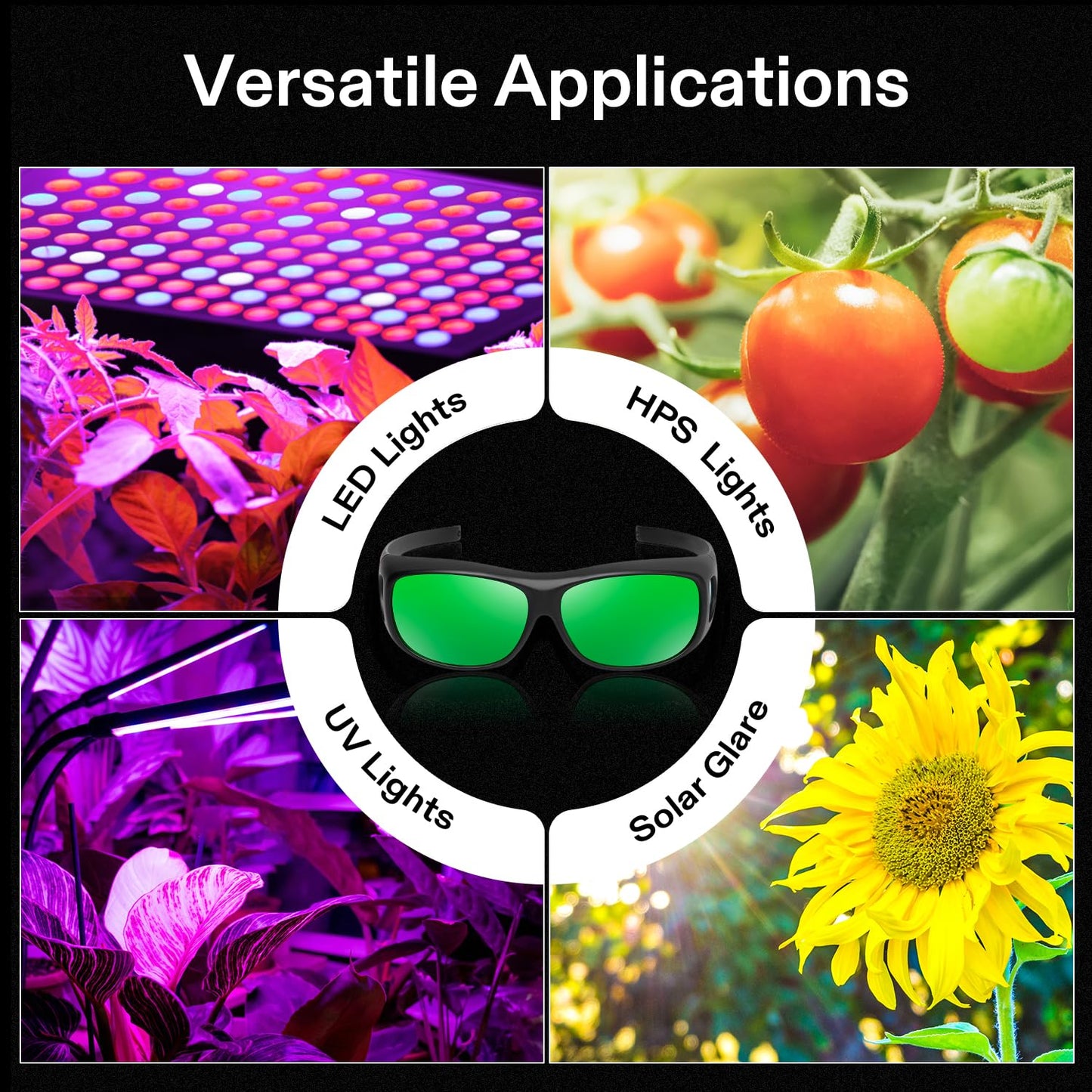 VIVOSUN VS4000 LED Grow Light and Indoor Hydroponics LED Grow Room Glasses with Glasses Case