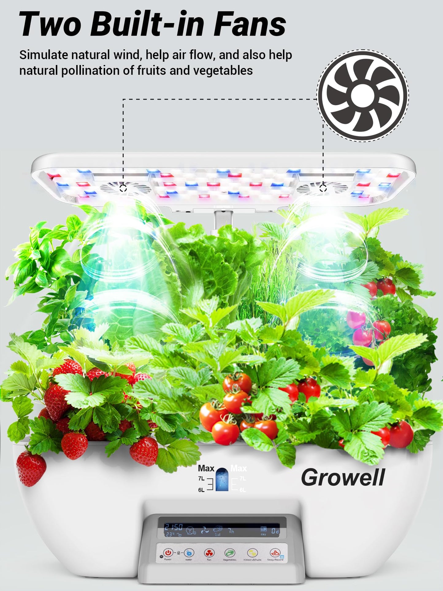 Growell Hydroponics Growing System Kit, 17 Pods Herb Garden with 102 28W Full-Spectrum Grow Lights & 2 Fans, Indoor Garden with Water Pump, 10L Water Tank, Auto Timer, Height Adjustable