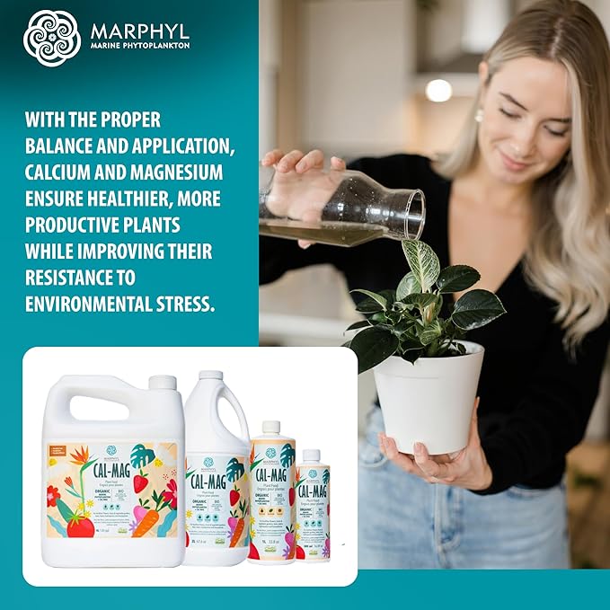 MARPHYL Organic CALMAG Liquid Fertilizer, Calcium + Magnesium, Corrects Common Plant Deficiencies, for Garden, Flowers, Vegetables, Succulents, Bamboo, Hydroponics 67.6 oz