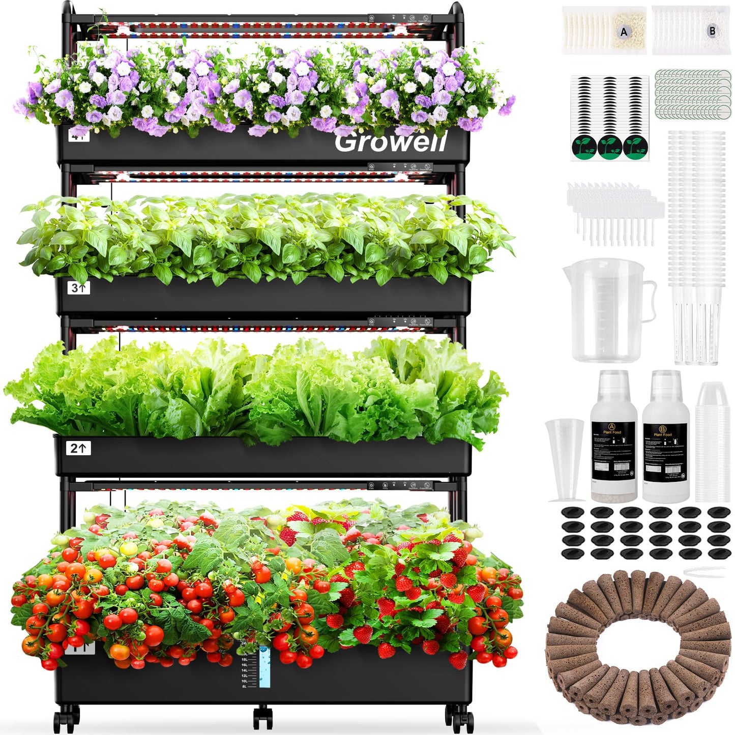 16 Pods Hydroponics Growing System Kit & 60 Pods Vertical Indoor Garden
