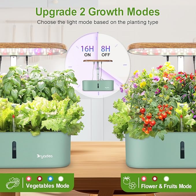 Hydroponics Growing System Indoor Garden: 12 Pods Herb Garden Kit Indoor with LED Grow Light Plant Germination Kit Aeroponic Healthy Fresh Herbs Vegetables Hydroponic Planter for Home Kitchen Office