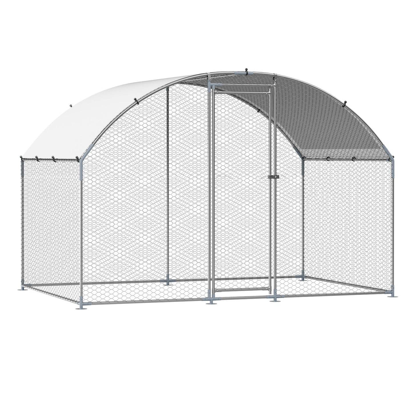 VEVOR Large Metal Chicken Coop with Run, 9.8 x 6.5 x 6.5ft Walkin Chicken Coop for Yard with Waterproof Cover, Dome Roof Large Poultry Cage for Hen House, Duck Coop and Rabbit Run
