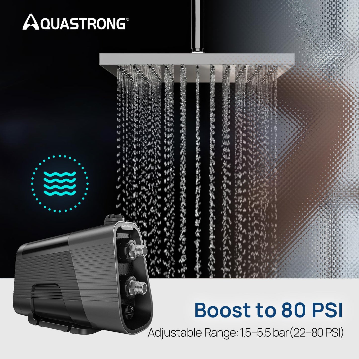 Aquastrong Smart 45 Whole House Water Pressure Booster Pump 80 PSI, 115V Automatic Variable Speed, Constant Pressure, Integrated Design, Self-Priming, for Home, Apartment, Shower, Garden, Shallow Well