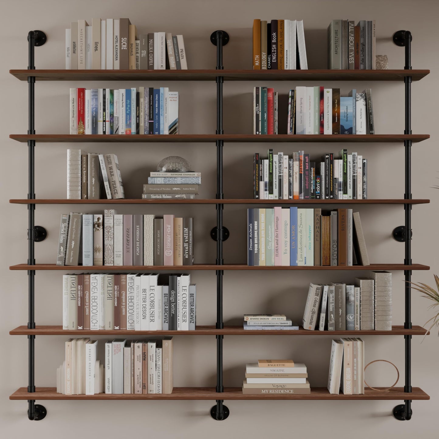 HDDFER Floating Shelves for Wall Living Room Shelves Bookshelf Industrial Pipe Shelving Shelves Real Wood Planks 60 inch Rustic Wall Shelves Hanging Bookshelves Farmhouse Kitchen Bar Shelving