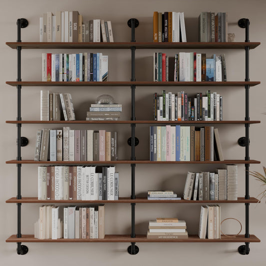 HDDFER Floating Shelves for Wall Living Room Shelves Bookshelf Industrial Pipe Shelving Shelves Real Wood Planks 60 inch Rustic Wall Shelves Hanging Bookshelves Farmhouse Kitchen Bar Shelving