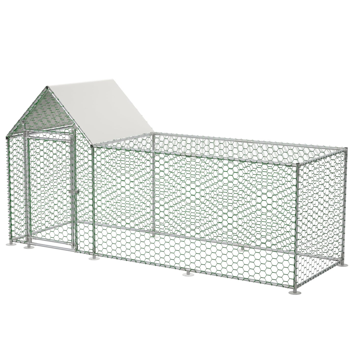 YOPTO Metal Chicken Coop,10x3FT Walk-in Chicken Run,Galvanized Wire Poultry Chicken Hen Pen Cage, Rabbits Duck Cages with Waterproof and Anti-Ultraviolet Cover for Backyard and Farm