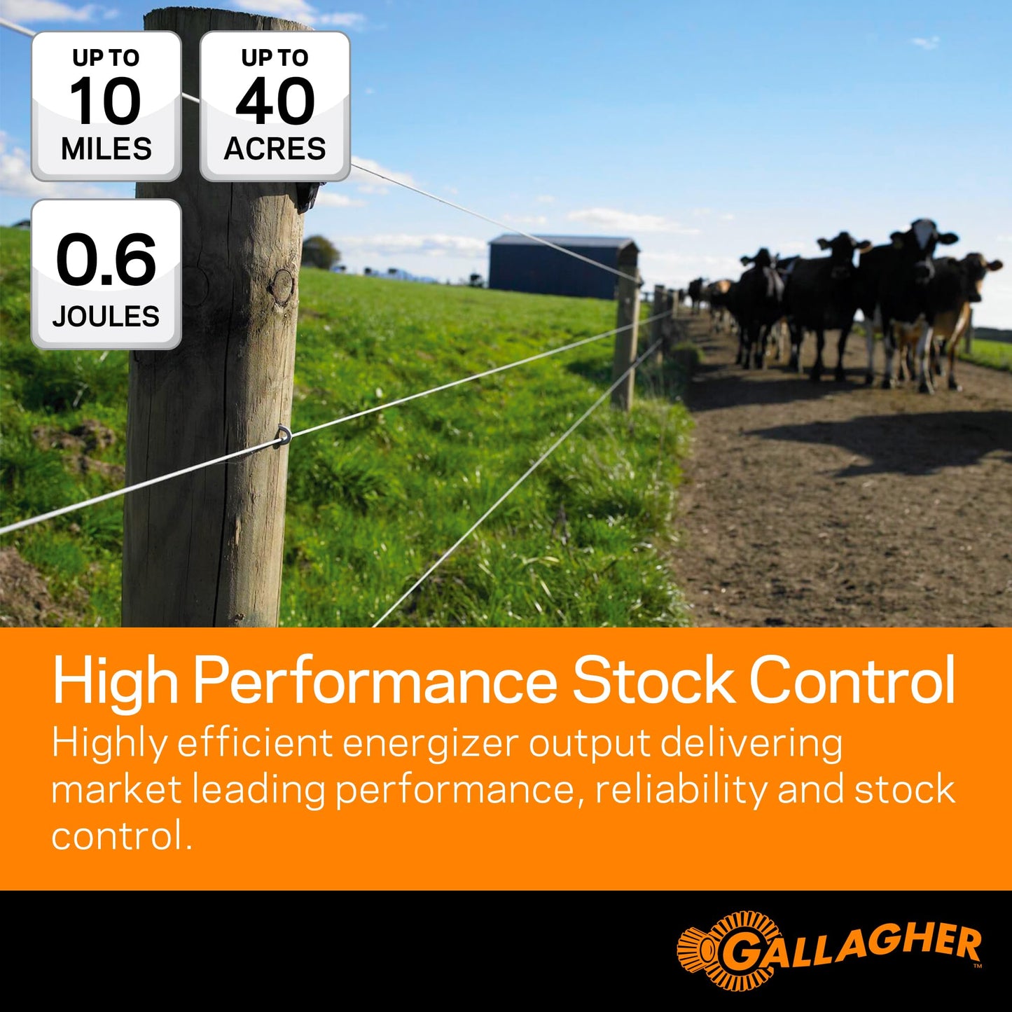 Gallagher M60 Electric Fence Charger | 110V Plug-in Energizer for Up to 20 Acres or 5 Miles | Low-Impedance Fencer for Livestock, Poultry, and Gardens | Compact & Reliable Power Source