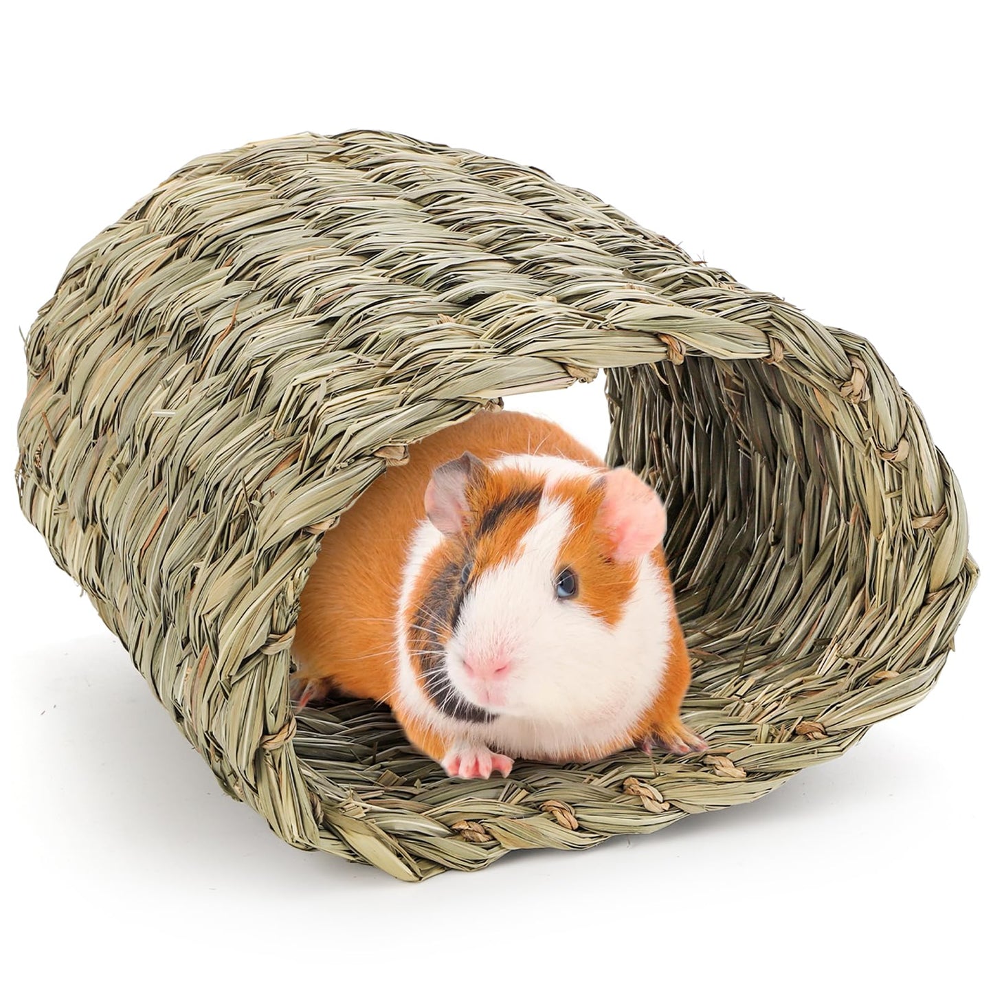 Yesland Rabbits Seagrass House Tunnel Hutch, Rabbits Natural Woven Hideaway Hut Hay Shelter for Bunny, Guinea Pigs, Chinchilla, Rats, Holland Hop, Cockatiels and Small