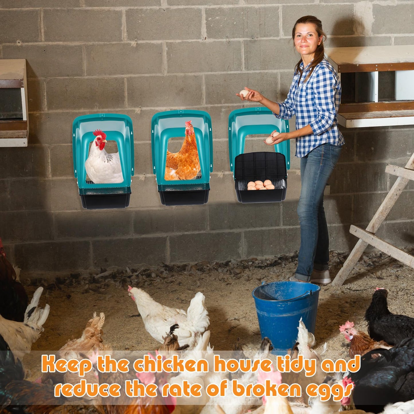 Nuogo 10 Pack Chicken Nesting Box Bulk Chicken Laying Boxes with Pads Large Nesting Boxes for Laying Eggs Plastic Chick Brooder Box for Poultry Farm Backyard Accessories