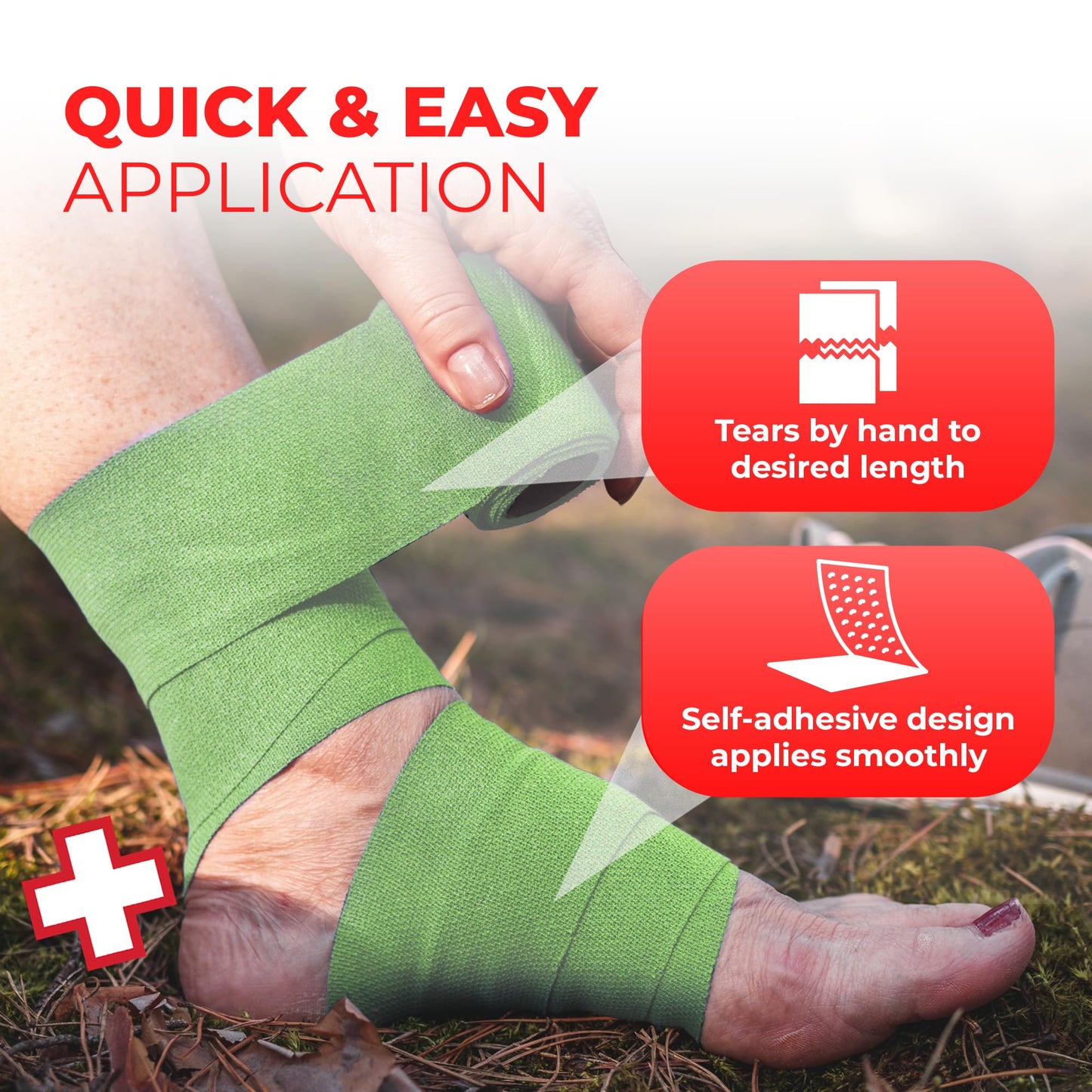 Ever Ready First Aid Self Adherent Cohesive Bandages 3" x 5 Yards - 6 Count, Rainbow Colors