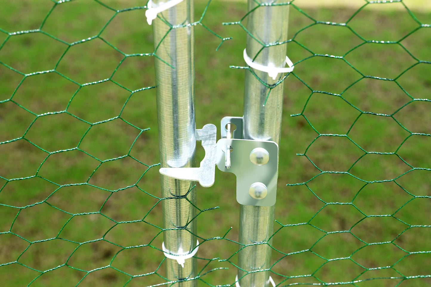 Ajikgn 9.2'W x 12.5'L x 6.5'H Metal Chicken coop Upgrade Three Support Steel Wire impregnated Plastic net cage, Oxford Cloth Silver Plated Waterproof UV Protection