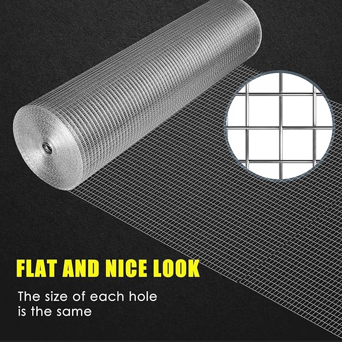 GOLDPEAK GoldPeak Hardware Cloth 60 inches x 100 Foot with 1/2 inch Mesh 19 Gauge - Chicken Wire Fencing Galvanized Wire Mesh Roll Gopher Wire Raised Garden Bed Rabbit Wire